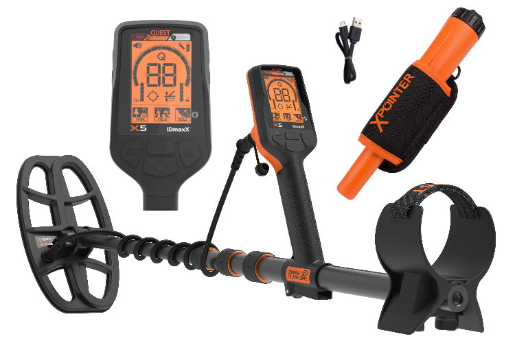 Quest X5 IDMaxX Metalldetektor & Xpointer Pinpointer (orange)